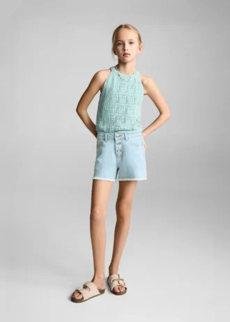 Short en denim à ourlet effiloché