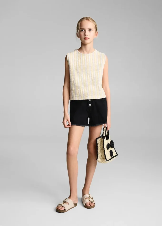 Short en denim à ourlet effiloché
