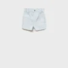Short en denim à taille paperbag