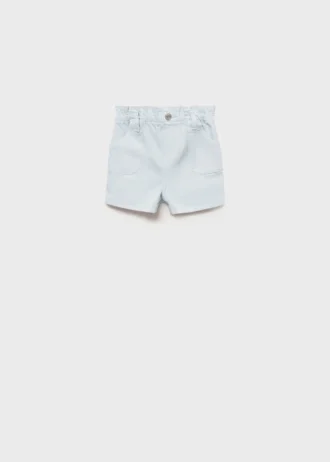 Short en denim à taille paperbag