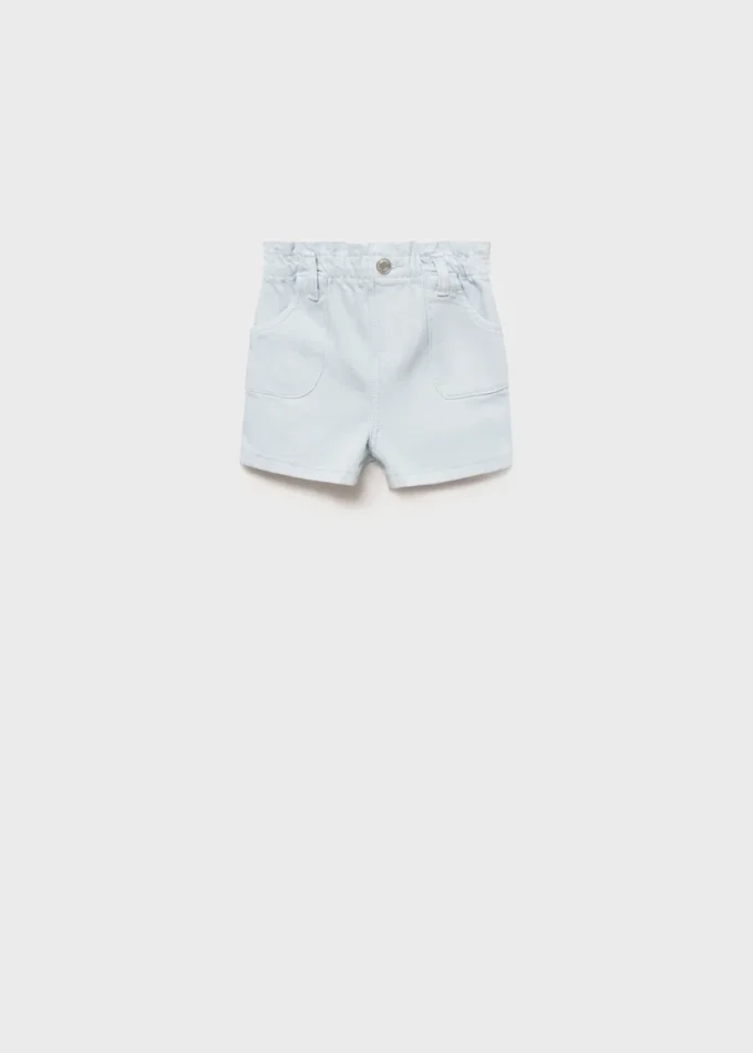 Short en denim à taille paperbag