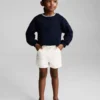 Short en denim à taille paperbag