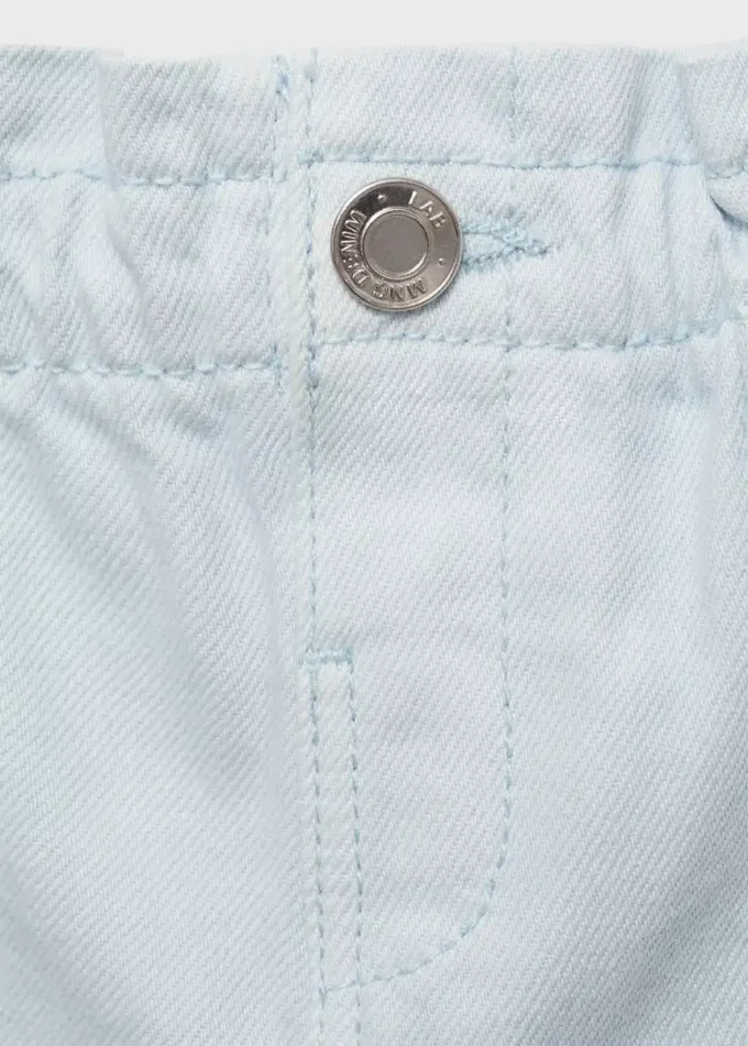Short en denim à taille paperbag