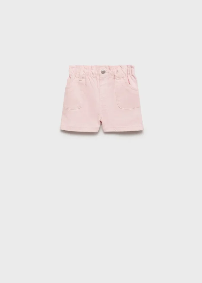Short en denim à taille paperbag