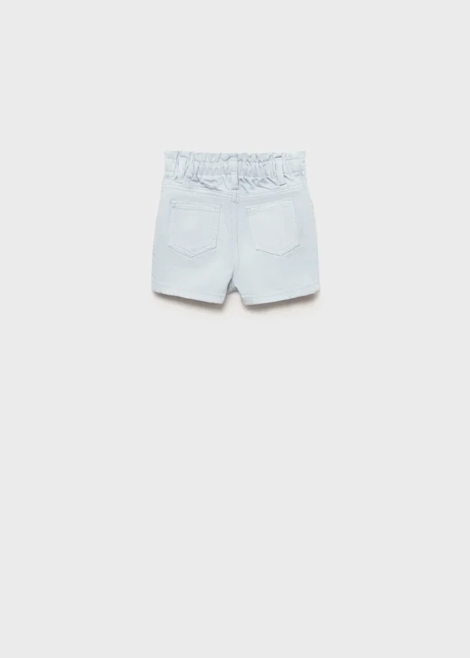 Short en denim à taille paperbag