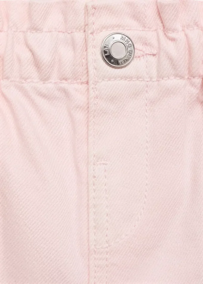 Short en denim à taille paperbag