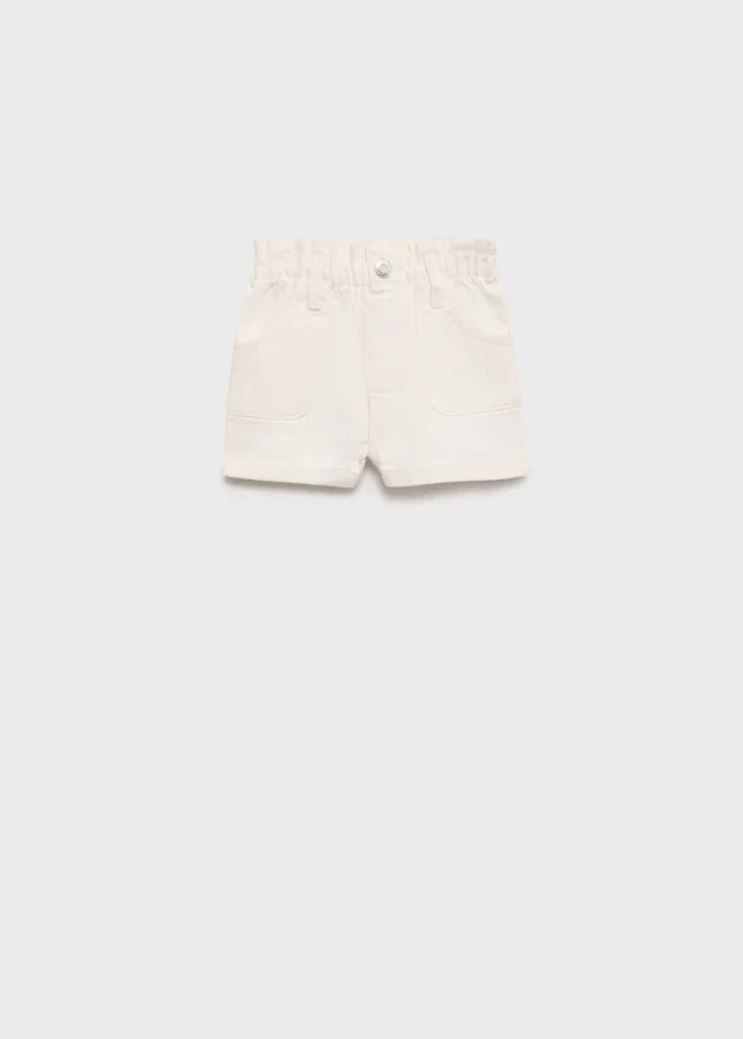 Short en denim à taille paperbag