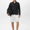 Short en lin mélangé avec taille élastique