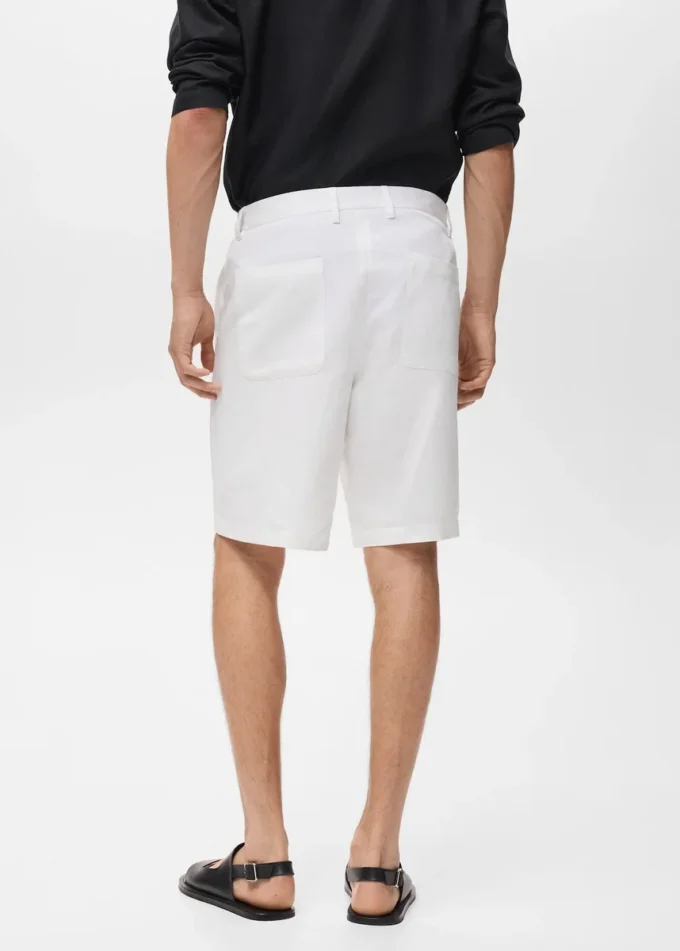 Short en lin mélangé avec taille élastique