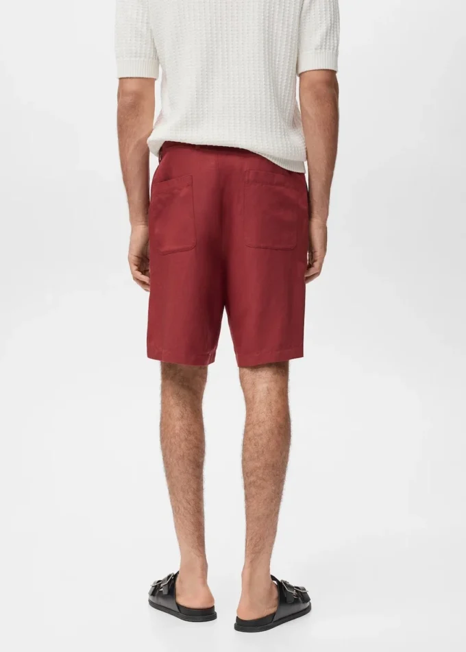 Short en lin mélangé avec taille élastique Short en lin mélangé avec taille élastique