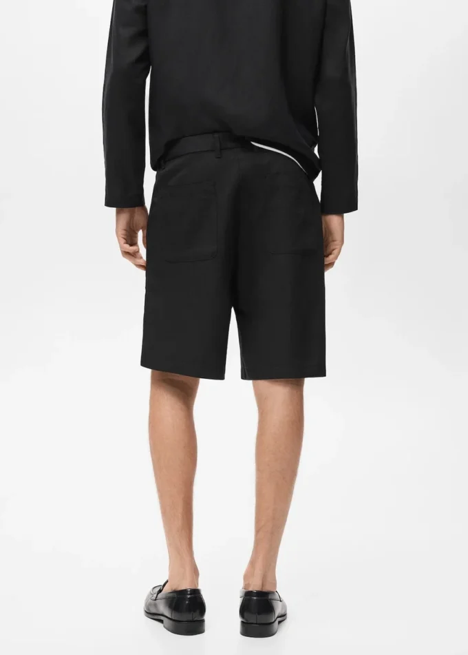 Short en lin mélangé avec taille élastique