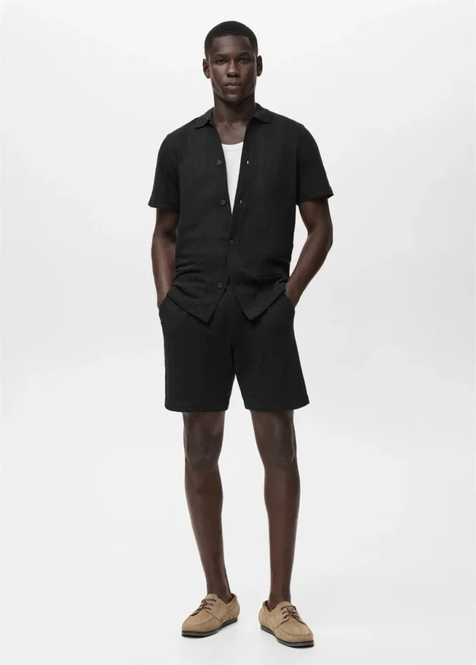 Short en maille structurée