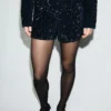 Short en velours à paillettes