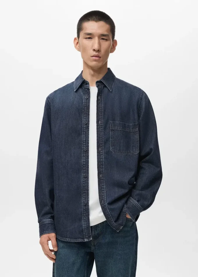 Surchemise en denim à poche