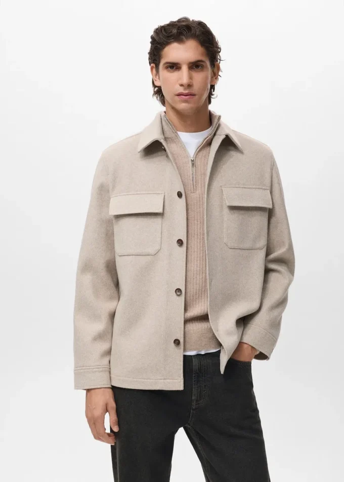 Surchemise en laine avec poches