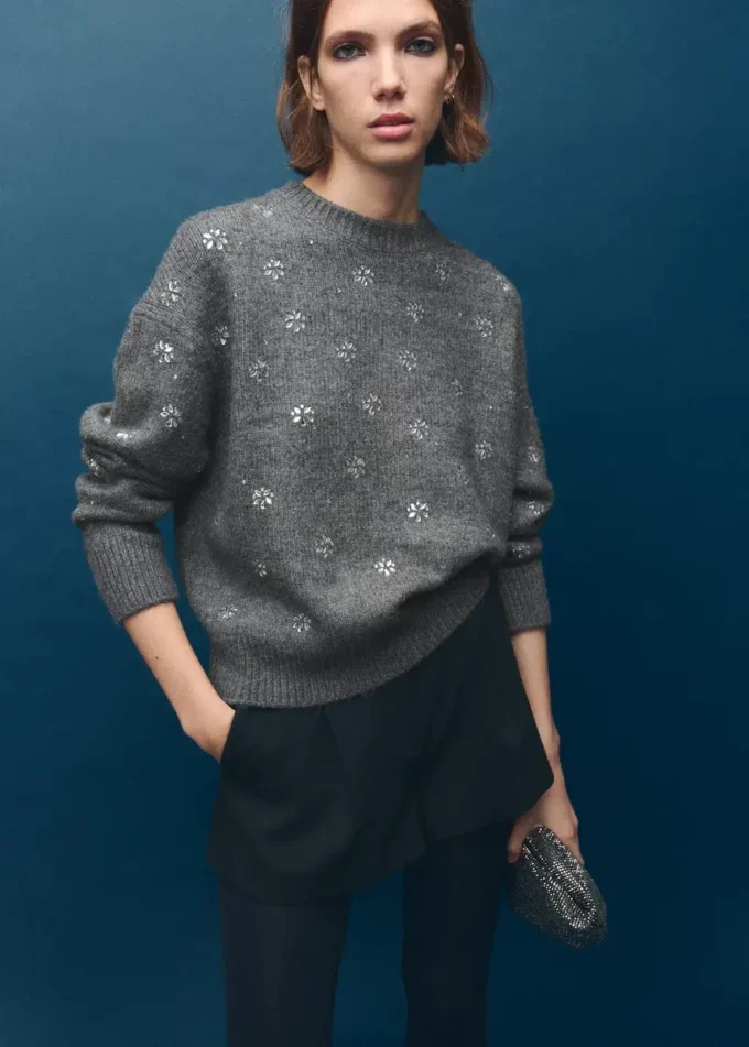 Sweat-shirt avec détails en cristaux