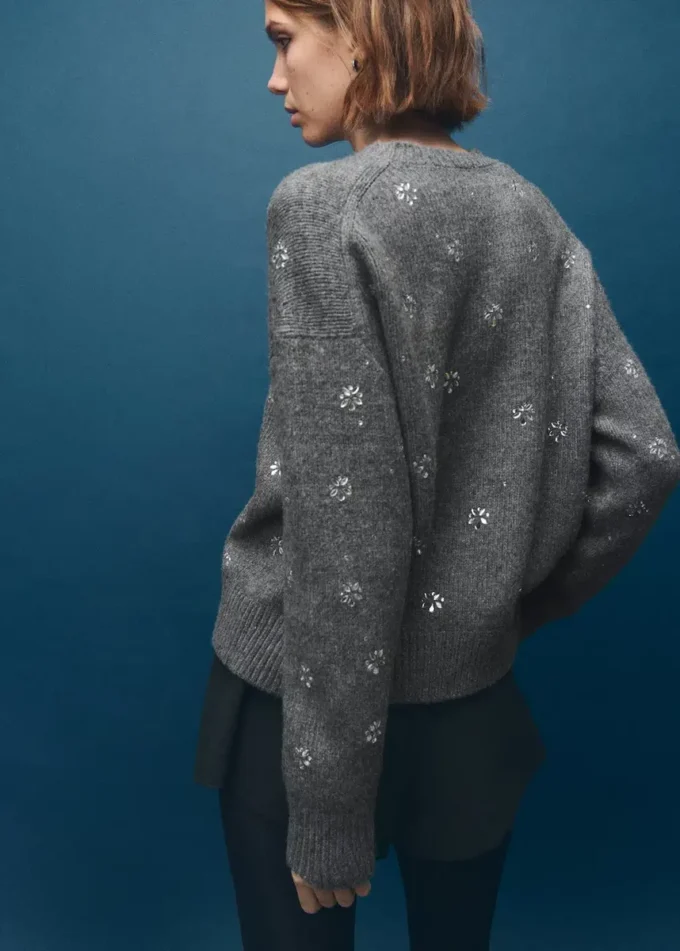 Sweat-shirt avec détails en cristaux