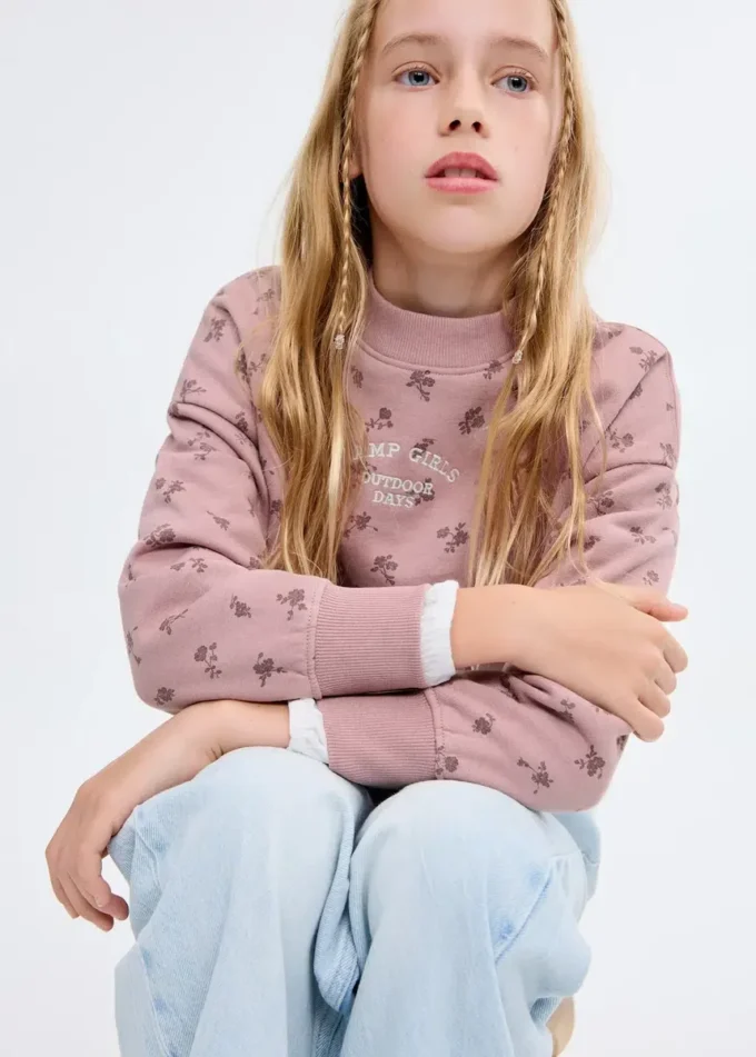 Sweat-shirt brodé à motif floral