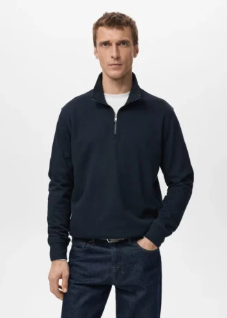 Sweat-shirt à col zippé et coupe classique