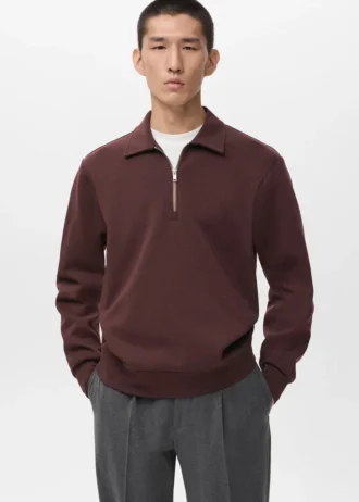 Sweat-shirt à col zippé et coupe classique