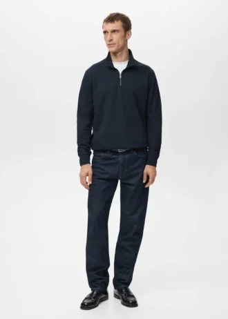 Sweat-shirt à col zippé et coupe classique