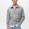 Sweat-shirt en coton avec col zippé