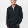 Sweat-shirt en coton avec col zippé