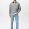 Sweat-shirt en coton avec col zippé