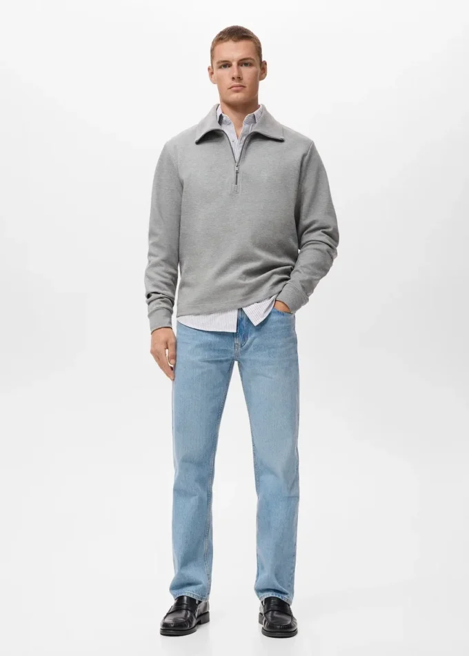 Sweat-shirt en coton avec col zippé