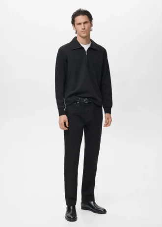 Sweat-shirt en coton avec col zippé