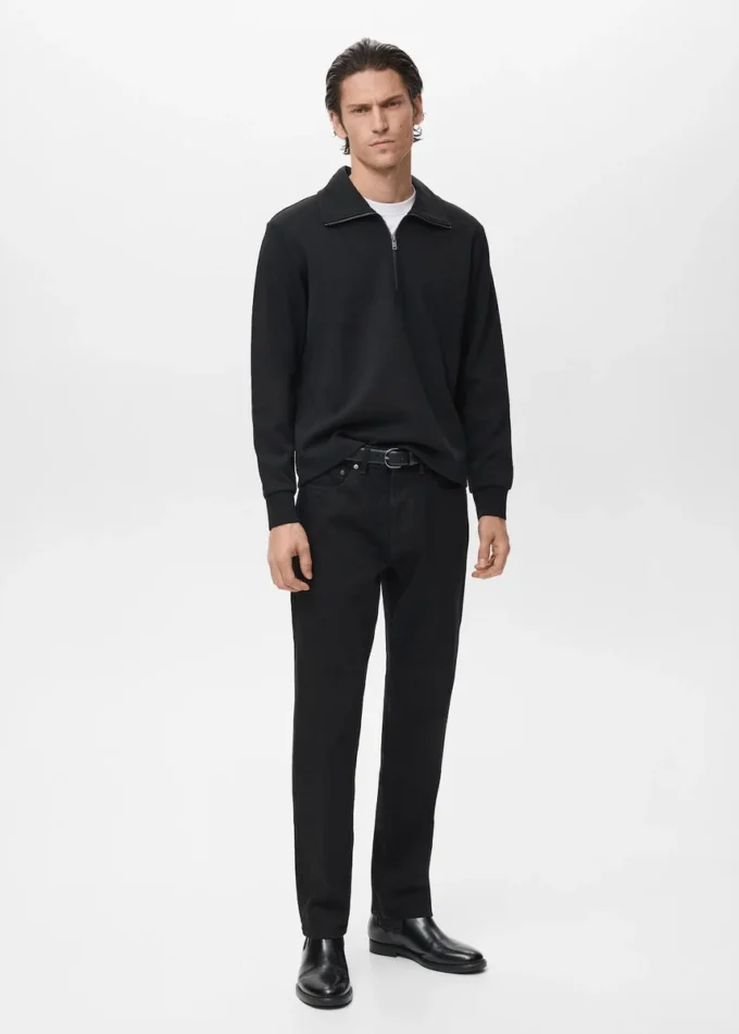 Sweat-shirt en coton avec col zippé