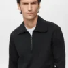 Sweat-shirt en coton avec col zippé