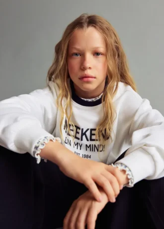Sweat-shirt en coton avec détails brodés