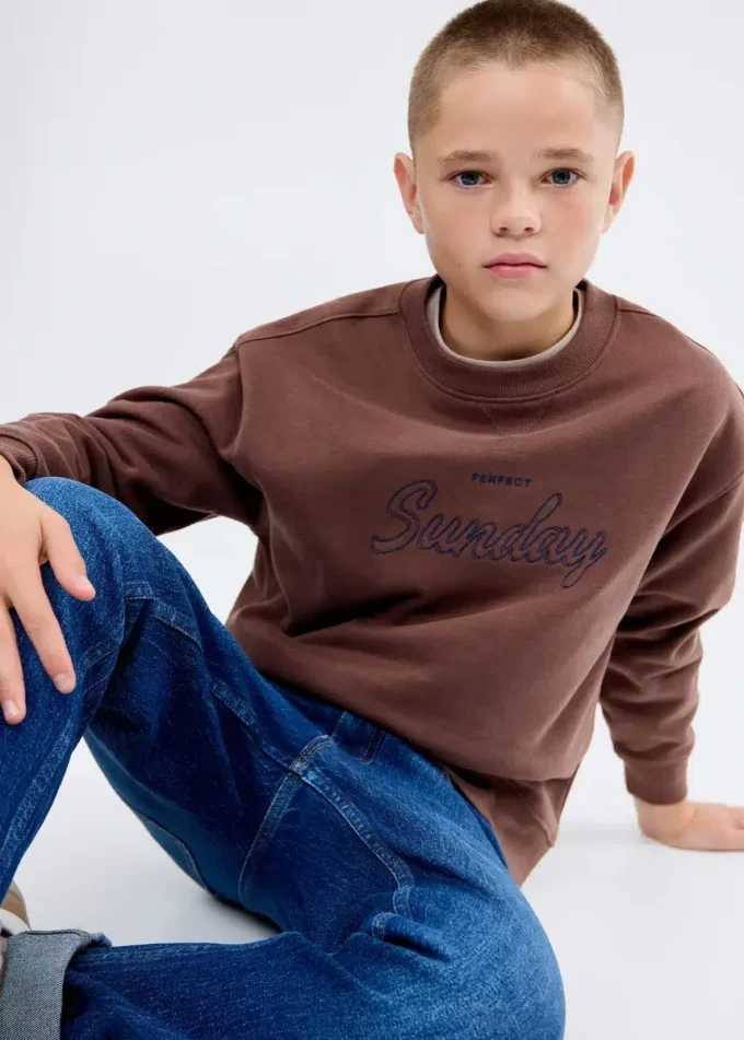 Sweat-shirt en coton brodé