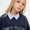 Sweat-shirt en coton brodé