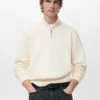 Sweat-shirt en coton coupe classique avec fermeture éclair