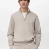 Sweat-shirt en coton coupe classique avec fermeture éclair
