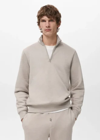Sweat-shirt en coton coupe classique avec fermeture éclair