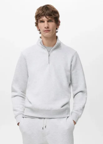 Sweat-shirt en coton coupe classique avec fermeture éclair