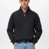 Sweat-shirt en coton coupe classique avec fermeture éclair