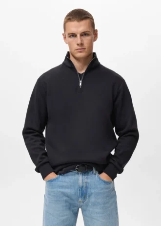 Sweat-shirt en coton coupe classique avec fermeture éclair