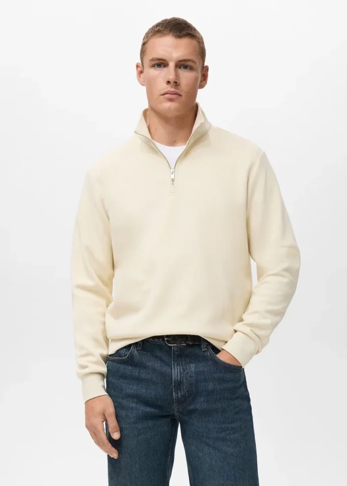 Sweat-shirt en coton coupe classique avec fermeture éclair