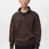 Sweat-shirt en coton coupe classique avec fermeture éclair