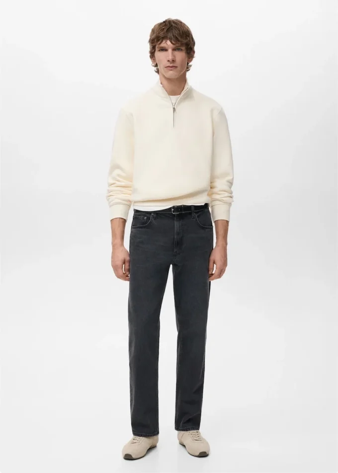 Sweat-shirt en coton coupe classique avec fermeture éclair