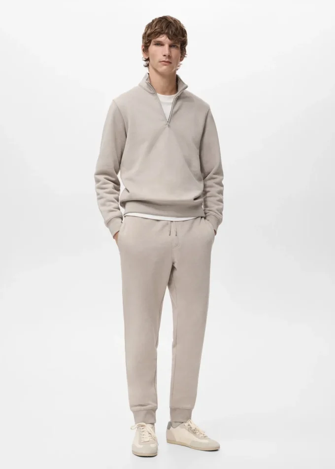 Sweat-shirt en coton coupe classique avec fermeture éclair
