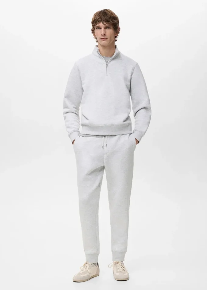 Sweat-shirt en coton coupe classique avec fermeture éclair
