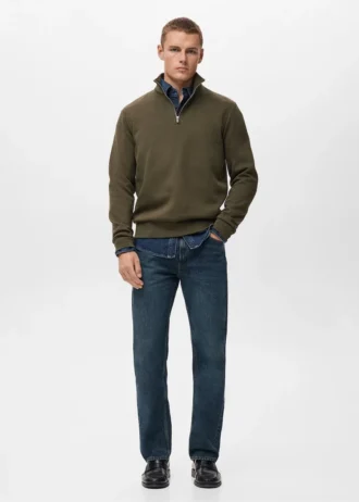 Sweat-shirt en coton coupe classique avec fermeture éclair