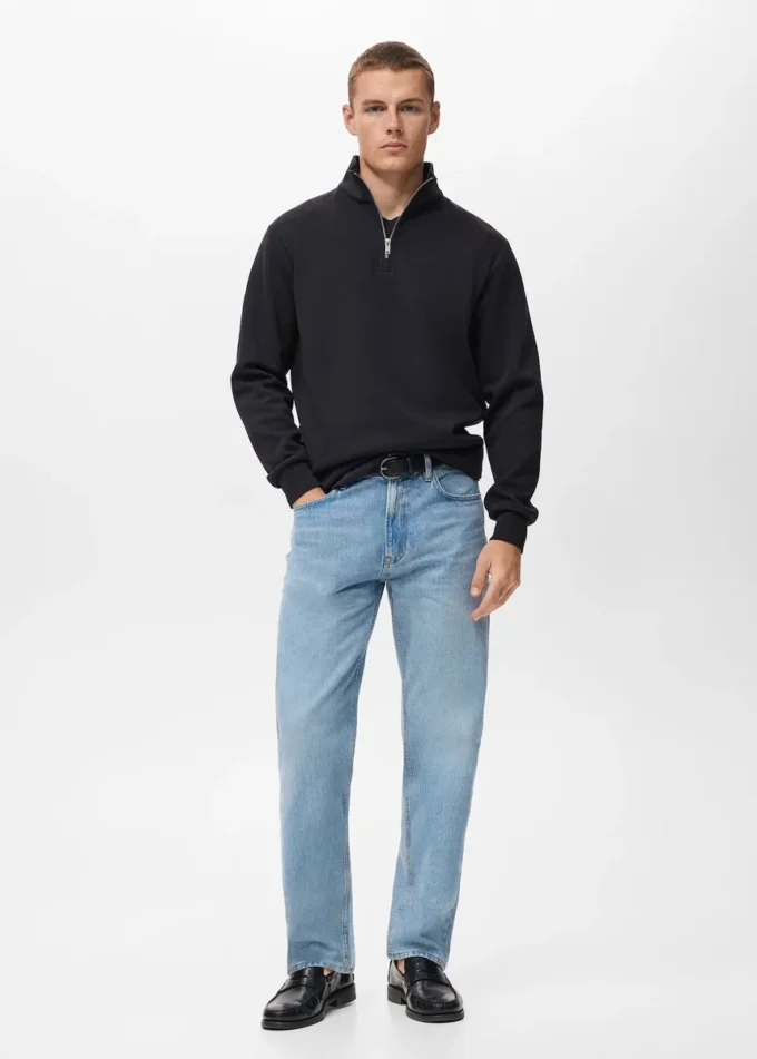 Sweat-shirt en coton coupe classique avec fermeture éclair