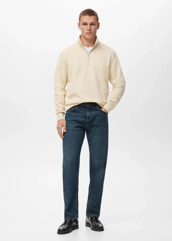 Sweat-shirt en coton coupe classique avec fermeture éclair