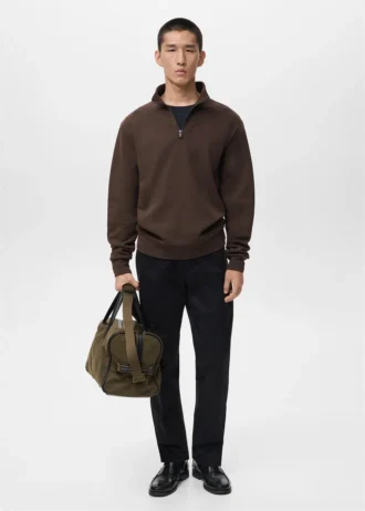 Sweat-shirt en coton coupe classique avec fermeture éclair